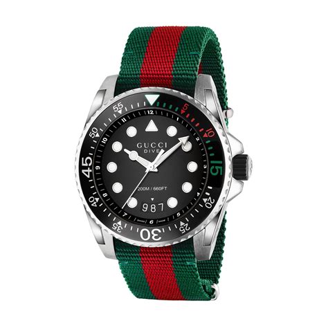 gucci red and green band watch|gucci dive.